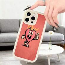 Cubierta de teléfono con diseño de corazón animado color rojo para uso diario en casa y oficina Aplicable a teléfonos Apple y Galaxy. - Blanco - Ver 2