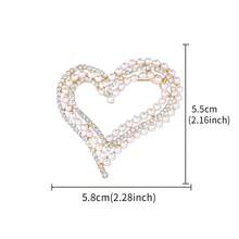 1pc Elegant Zinc Alloy Faux Pearl Inlaid Heart Brooch, Suitable For Women's Daily, Party, Autumn/Winter Coat, Valentine's Day, Holiday Gift - Heart - View 10