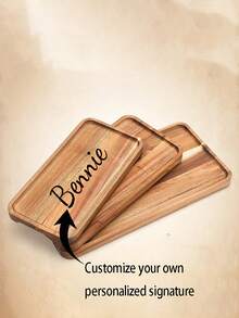 1pc Customizable Name & Pattern Elegant Rosewood Jewelry Tray - Versatile And Durable, Can Hold Keys, Office Desk Accessories | High-Quality Home Decor, Jewelry Tray - Beige - View 1