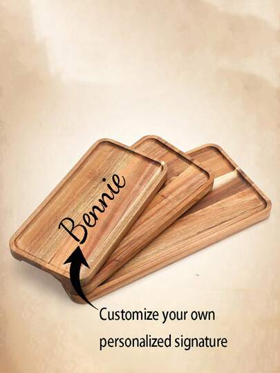 1pc Customizable Name & Pattern Elegant Rosewood Jewelry Tray - Versatile And Durable, Can Hold Keys, Office Desk Accessories | High-Quality Home Decor, Jewelry Tray