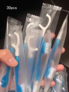 10/20/30/50pcs Bulk Disposable Pre-Coated Toothbrush Set, Mini Travel Toothbrush, 5-In-1 Pre-Packed Mini Toothbrush, Dental Floss, Toothpick, Tongue Scraper, Portable Fresh Bead Toothbrush - 彩色 - 查看 10
