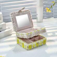 Jewelry Pillow Jacquard Jewelry Box Large Capacity Retro Portable Mini Double Layer Child and Mother Premium Storage Box