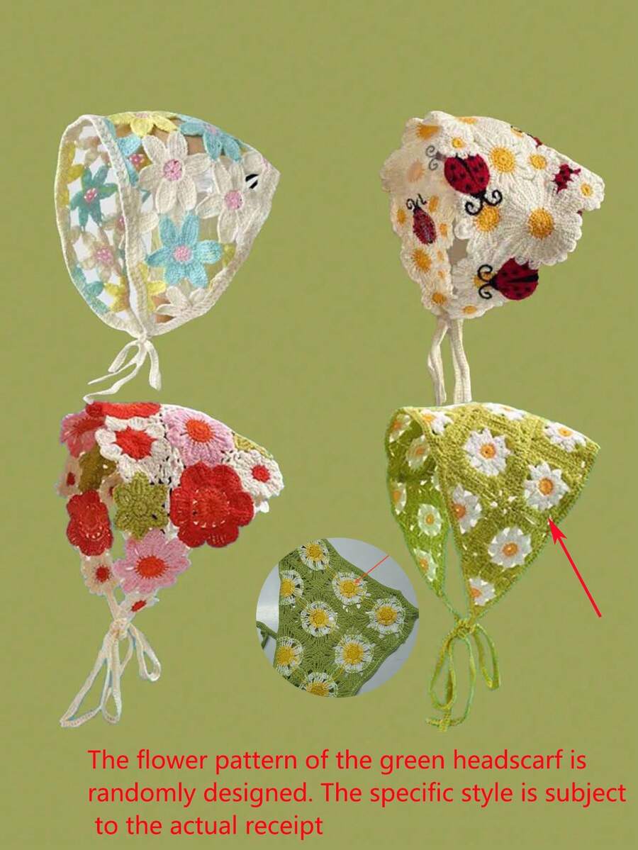 1 件优雅法式花卉印花围巾，甜美可爱少女头带，乡村旅行头巾，头巾秋冬发带发饰女士度假装女士