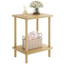Tomnk End Table For Living Room, Side Table & Nightstand | Natural Finish, No-Tool Assembly, Multi-Functional Accent Table For Bedroom, Office, Apartment | Small Space-Friendly Wooden Stool Stand - Wood Color - View 5