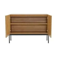 Sideboard With 2 Türen And Metallbeinen, Buffet, Kommode Mit Linien-Design, Mass: H 75 Cm / B 100 Cm / T 40 Cm - Natural Color - View 9