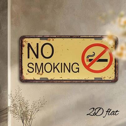 1 pieza, Letrero de metal retro "No Fumar" - (11.81"X5.91"/30x15cm) Decoraciones de pared de metal con estilo rústico con círculos rojos y símbolos de línea. Decoración del hogar, decoración de habitación, decoración de pared, decoración de baño, decoración de bar, decoración de cafetería, decoración de garaje, decoración de granja