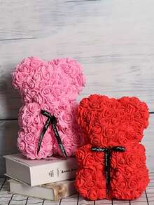 Realistic Rose Teddy Bear, Cute & Romantic Rose Teddy Bear Gift, Suitable As Birthday, Anniversary Or Valentine's Day Gift For Mom, Friends, Girlfriend, Or New Year Present - Multicolor - View 1