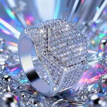 Luxury Men's And Women's Hip-Hop Ice Hexagonal Rings, Rap Street Rock Parties, Fashionable And Charming Jewelry, Couple Rings, Are Daily Wedding Commitment Rings, Party Jewelry, Statement Jewelry, Hiphop Jewelry, Stylish Craftsmanship,  Design - 9 - Xem 9