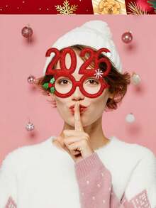 2026 Christmas Glasses Creative Digital Funny Glasses Christmas Party Decoration New Year Photo Frame 2026 Design And Five-Pointed Star, Unis-Gender Accessory, 2026 Shiny Headband, Suitable For Parties/Christmas Gifts/New Year Gifts/Digital Headbands/Family Reunions, Party Accessories - Multicolor - View 6