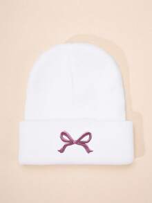 1顶绣花蝴蝶结纯色针织婴儿/儿童滑雪帽，男女童保暖组合，Y2K风格户外冬季针织帽，百搭保暖针织帽，适合日常佩戴 - 針織帽 - 查看 20