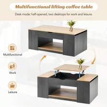 Couchtisch Mit Liftfunktion - 109 Cm, Graues Gestell, Stylish Design, Stauraum Unter Der Tischplatte - Grey+Brown - View 5