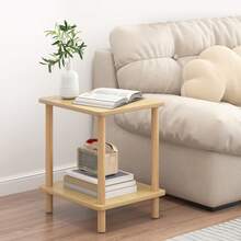Tomnk End Table For Living Room, Side Table & Nightstand | Natural Finish, No-Tool Assembly, Multi-Functional Accent Table For Bedroom, Office, Apartment | Small Space-Friendly Wooden Stool Stand - Wood Color - View 1