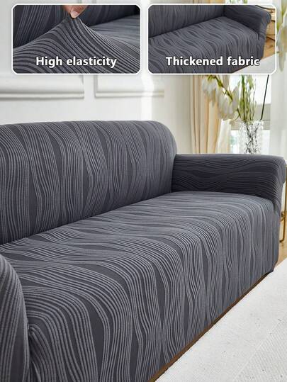1 PIEZA Funda de sofá de jacquard, funda de sofá de felpa corta para sala de estar, funda de sofá elástica y antideslizante, funda protectora para sofá de sala de estar, dormitorio, sofá al aire libre, prevención de manchas de mascotas, funda de cojín de asiento de sofá para sofá en forma de L, individual, reclinable y de 2/3/4 plazas, edición de invierno con forro grueso para decoración del hogar