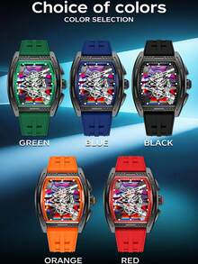 OFNS 1209 新款炫彩表盘酒桶造型男士腕表，带夜光功能，防水运动石英表，经典男士腕表 - 均碼 - 查看 10