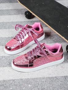 Shiny Pink Low-Top Sneakers, Multifunctional & Fashionable, Suitable For Both Men And Women, Perfect For Festivals, Gifts, Parties And Daily Commute
