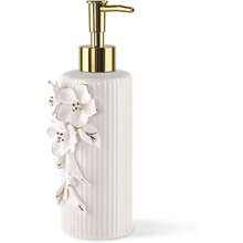 Hanade Ceramic Flower Soap Pump Dispenser Hand Lotion Liquid Dispenser Refillable For Kitchen And Bathroom Drative (Flower Gold),27473225 - Gold - View 2