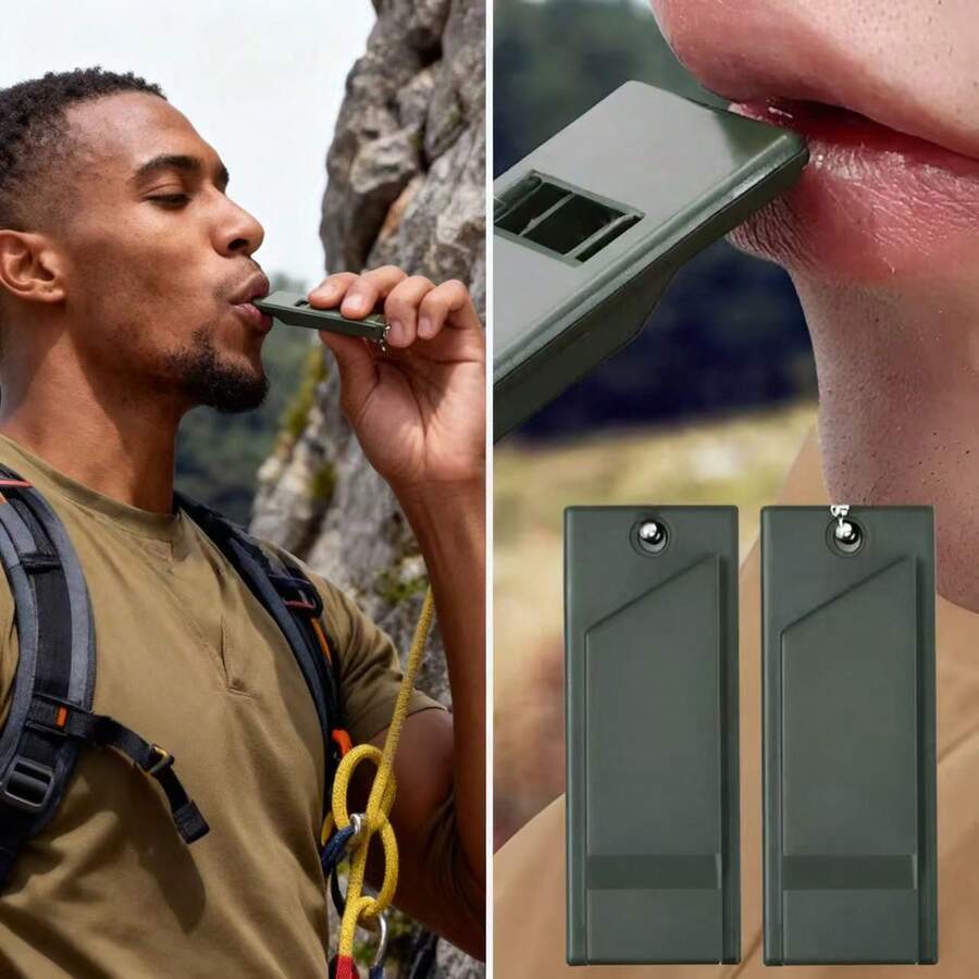 2 Outdoor Military-Grade Survival Tri-Frequency Whistles, Life Whistle, Emergency Whistle, Corrosion-Resistant, Highly Stable. High-Frequency Tri-Tone With Extremely Strong Penetration, Suitable For Earthquake Rescue, Team Communication, Repelling Wild Animals. Essential For Outdoor Survival. - 墨綠色 - 查看 1