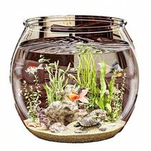 Small Fish Tank Transparent, Desktop Thick Tortoise Tank, Goldfish Tank, Hydroponic Living Room, Anti-Drop Landscaping Tank, Round Plastic Small Fish Tank For Living Room, New All-In-One Tortoise Tank Imitating Glass, Desktop Goldfish Tank, And Unbreakable Fish Tank - Clear - View 3