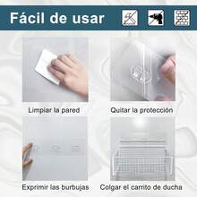 Tiras Adhesivas para Estanteria Ducha, Gancho Adhesivo Transparente y Resistente a la Humedad, 12pcs, PVC, 40 lbs, para Baño y Cocina IL87 - 1 - Ver 4