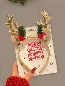 1pc Girls Christmas Headband, Sequin Reindeer Horn Hair Accessories, Cute Christmas Headpiece - Multicolor - View 4