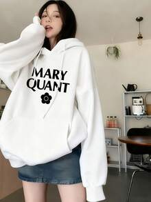 200g 100% Cotton T-Shirt, 2025, Women's Spring/Autumn Fashion, Printed Long Sleeve T-Shirt, Couple Style, Underwear/Outerwear, Office Casual, Round Neck, Long Sleeve Top - 白色 - 查看 1