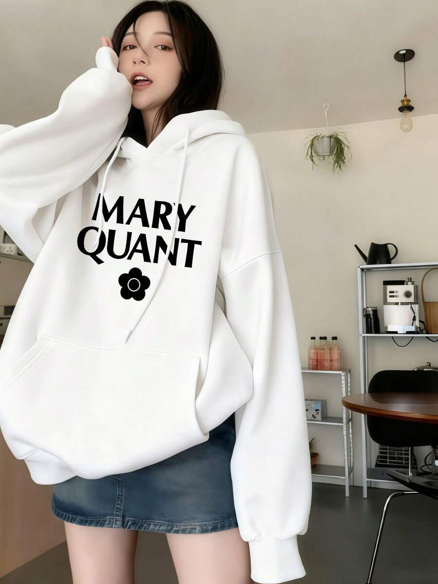 200g 100% Cotton T-Shirt, 2025, Women's Spring/Autumn Fashion, Printed Long Sleeve T-Shirt, Couple Style, Underwear/Outerwear, Office Casual, Round Neck, Long Sleeve Top - 白色 - 查看 1