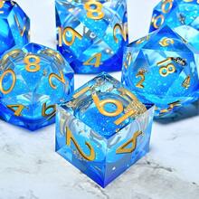 Dados poliédricos de resina para juegos de rol (7 piezas) - Dados para juegos de mesa/de escritorio y regalos de cumpleaños y festividades - Multicolor - Ver 12