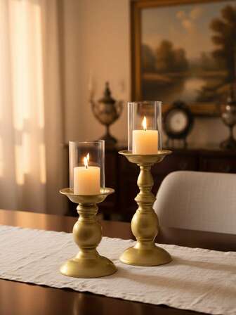 1Pc/1Set Black Metal Roman Pillar Candle Holder, Vintage Style Candle Holder, For Outdoor Patio Decoration, Office Desk Decoration, Scented Candle Cups, Candlelight Dinner, Room Ambience, Suitable For Wedding, Family Gathering, Party