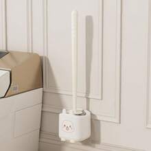 1 pieza Cepillo de baño para el hogar sin rincones muertos, con asiento inferior, cepillo de limpieza montado en la pared, mango de plástico reforzado