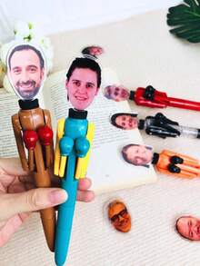 1/3/5pcs Personalized Boxing Themed Creative Interactive Stress Relief Pen, Push-Button Stress Relief Ballpoint Pen, Customizable Portrait Funny Gift. Suitable For Back To School Season, School Supplies, Unique Back To School Gifts, Printable Photo Pen | Creative Learning Desk Supplies, School Gifts, Teacher's Day, Back To School Season, Stress Relief Pen - Multicolor - View 8