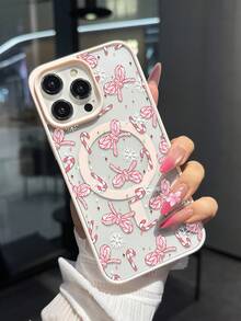 1pc Christmas Style Phone Case, New Year Creative Acrylic Personalized Pattern Magnetic Wireless Charging Anti-Drop Phone Case Suitable For IPhone 16 15 14 13 12 11 Pro Max, Apple Protective Cover, Transparent Phone Case, Christmas Gifts