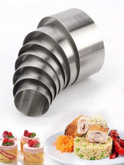 1 pieza Molde de pastel de mousse sin costuras de acero inoxidable, molde para bolas de arroz de sushi, molde de horneado sin costuras para rollos de arroz/mini pan/galletas/pasteles, tiramisú, tartas de frutas, tartas de aguacate