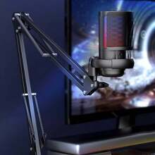 Micrófono de Condensador USB,Micrófono Streaming, RGB Microfono PC, Sensor de Llave para silenciar patrón Polar cardioide Audio Chat en Línea para Pc     Grabación de juegos - 1 - Ver 6