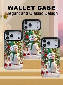 Funda navideña para phone 17 Pro Max. Funda tipo cartera con tarjetero y diseño de muñeco de nieve con gorro verde y adornos navideños. Estilo acogedor para las fiestas de invierno. Material de doble capa TPU+PC. Diseño personalizado hecho a mano. Funda tipo cartera de piel sintética de alta calidad con tarjetero. Compatible con phone 17/16/15/14/13/12/X/PLUS/PRO/PROMAX, S25/S24/S23/S22PLUS/Ultra. Resistente al agua, a los golpes y a los arañazos. - Rosa - Ver 5