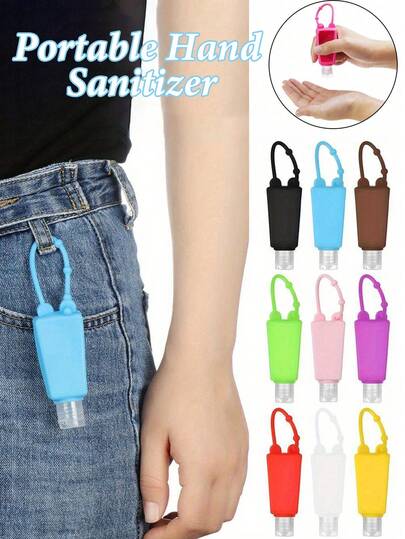 Portable No-Rinse Hand Sanitizer, Travel Size Hand Wash Bottle With Colorful Silicone Case And Keychain Holder, Leak-Proof Design, Compact And Portable For Office, Gym, Travel And School. Refillable Travel Bottle For Soap, Lotion And Other Liquids, Suitable For Backpacking And Outdoor Activities.