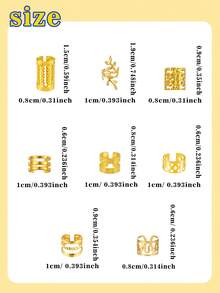 Cecillia 假发 220 件金色发饰，辫子饰品，女士发饰，金属发圈，脏辫饰品，发辫珠饰，波西米亚风发夹，学习用品 - 金色 - 查看 9