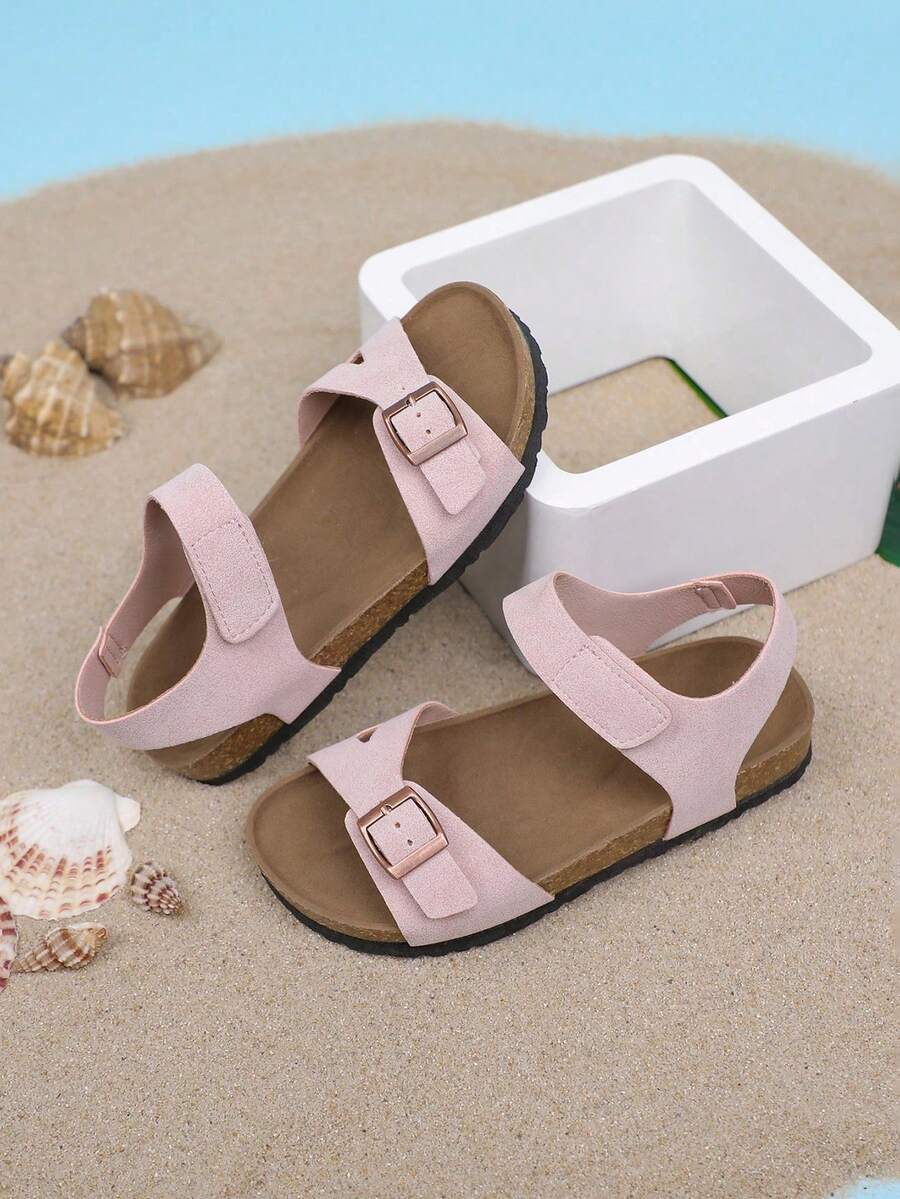 Dép sandal cổ điển mềm mại mùa hè cho bé trai và bé gái, giày đi biển hở mũi bằng da lộn, phù hợp cho trẻ mới biết đi và trẻ em mặc ngoài trời - Hồng - Xem 1