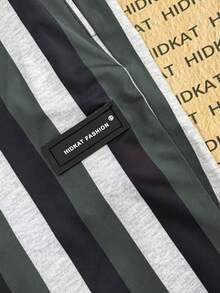 Men's Tri-Color Striped Drawstring Waist Pants, Black & White Striped Unisex Suitable For Outdoor, Sports, Street Casual Daily Wear OOTD Sporty GYM Pants Spring/Autumn - Multicolor - View 4