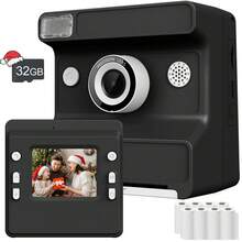 儿童相机即时打印套装，儿童即时打印相机，1080P高清数码相机，相机套装，便携式玩具，含3卷打印纸，圣诞节、生日和新年礼物，适合3-12岁男孩女孩的理想儿童玩具礼物 - 多色 - 查看 22