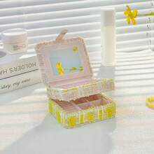 Jewelry Pillow Jacquard Jewelry Box Large Capacity Retro Portable Mini Double Layer Child and Mother Premium Storage Box