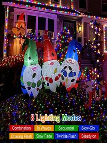 1 pieza Luces de cadena solares, 20/50/100/200 LED Luces de Navidad, Luces de hadas inteligentes con 8 modos - Luces impermeables para exteriores para árbol, patio, jardín, boda, festival, Navidad, Año Nuevo, balcón, cerca (Blanco frío, Blanco cálido, Morado, Multicolor)