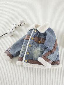 Young Boys Thermal Lined Denim Jacket, Suitable For Daily Wear, School, Christmas