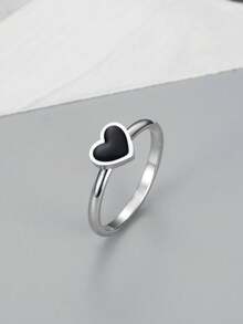 MONALLY Anillo De Corazón Encantador De Lujo De Moda De 18k Chapado En Oro Para Joyería De Acero Inoxidable De Mujeres, Regalo De Acción De Gracias Para Mamá/maestra De Estilo Occidental - Plateado - Ver 5