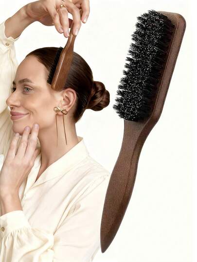 Smooth Hair Brush - Unisex, Suitable For Fine To Medium Hair, Styles Various Hairstyles, Smooths Frizz, Easily Creates Sleek Ponytails/Buns; Leopard Print Long Handle Beard Brush, Neat Cleaning, Essential Hairdressing Tool, Hair Product And Accessory For Barbershops, Beauty Salons And Travel
