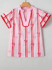 Women's Deep V-Neck Flounce Sleeve Top - Summer Casual Elegant Blouse For Resort, Beach & Daily Chic Outfits - Nhiều màu - Xem 5