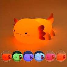 [Cute Axolotl Night Light] USB Rechargeable LED Lamp - Cute Axolotl Night Light With Timer, Touch-Activated Dimmable Color-Changing Salamander Design, Soft Glow For Nursery, Bedroom, Office Decor - Perfect Gift For Birthdays, Christmas, Holidays, Bedroom Night Light, Playful Design, Durable Plastic - Multicolor - View 5