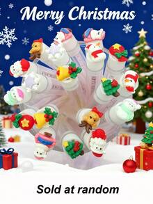 1/3/5/7/10支装哑光磨砂圣诞卡通图案睫毛刷眉刷便携管状化妆刷套装，带透明收纳盒，图案包括雪花、雪人、拐杖糖、驯鹿、铃铛等，可用于眉刷、眼影刷等。 - 彩色 - 查看 8