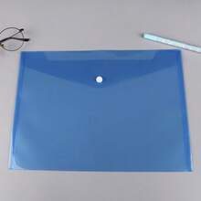 1pc/5pcs A4 Clear Plastic File Folders, Waterproof Button Closure Document Bags, Colorful Organizer Pouches For Students, Office, School Supplies