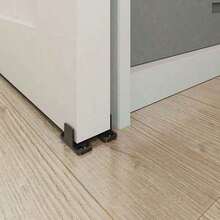 1 Set 2pcs Black Floor Track Sliding Barn Door Hardware Bypass Door Track, Barn Door Hanging Rail Hardware, Damper, No Need Groove Floor Track, Sliding Door Track, Floor Track, Heavy Duty Soundproof Floor Track, With Screws, Suitable For Sliding Doors, 45 X 20 X 24 Mm - Multicolor - View 5