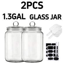 2 Pcs 1.3 Gallon Glass Jars With Lids - Airtight Food Storage Containers, Perfect For Coffee, Snacks, And More - Ideal Gift For Homemakers & Organizers, Includes 2 Scoops, 2 Erasable Pen, And 2 Stickers, Kitchen Essentials|Round Glass Jars|Reusable Glass, Glass Food Storage - 2件5公升玻璃罐 - 查看 9